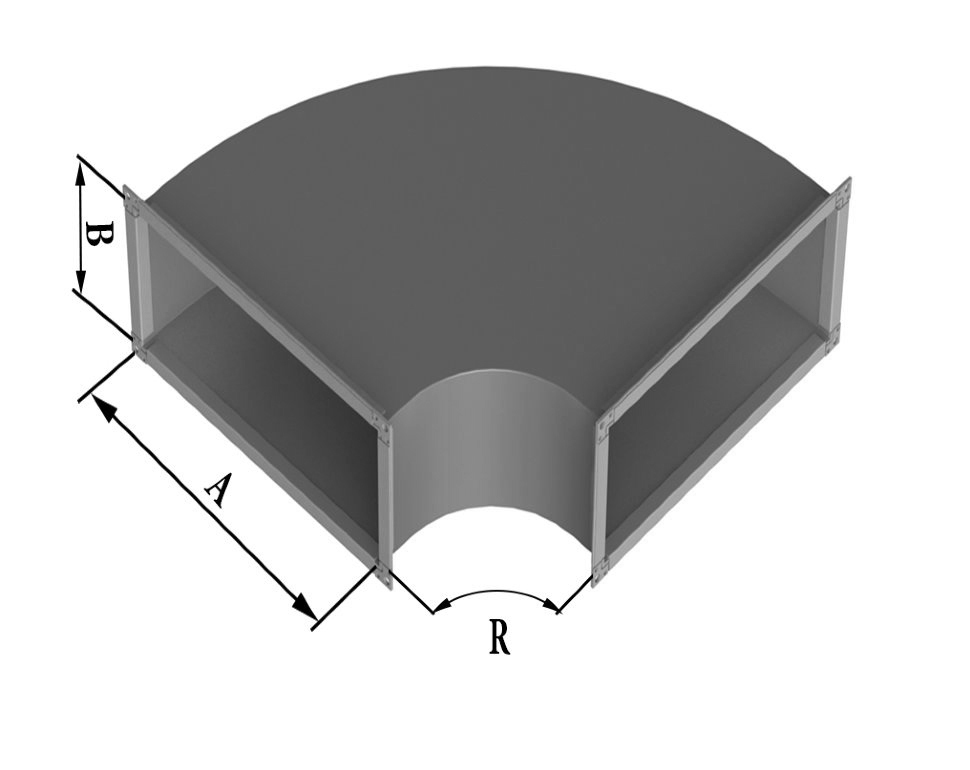 картинка Отвод прямоугольный из оцинкованной стали δ=0,5 мм, шина 20 мм от магазина «Русский воздух»